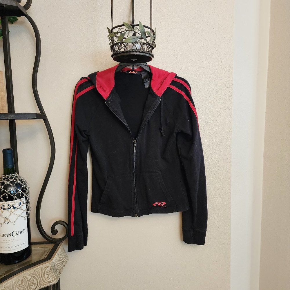 DKNY Active Zippered Women's Black Red Hoodie